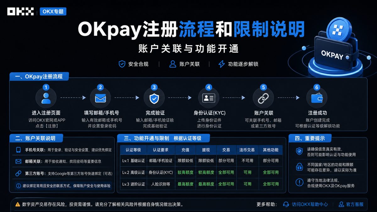 OKpay注册流程和限制说明：账户关联与功能开通 图 1