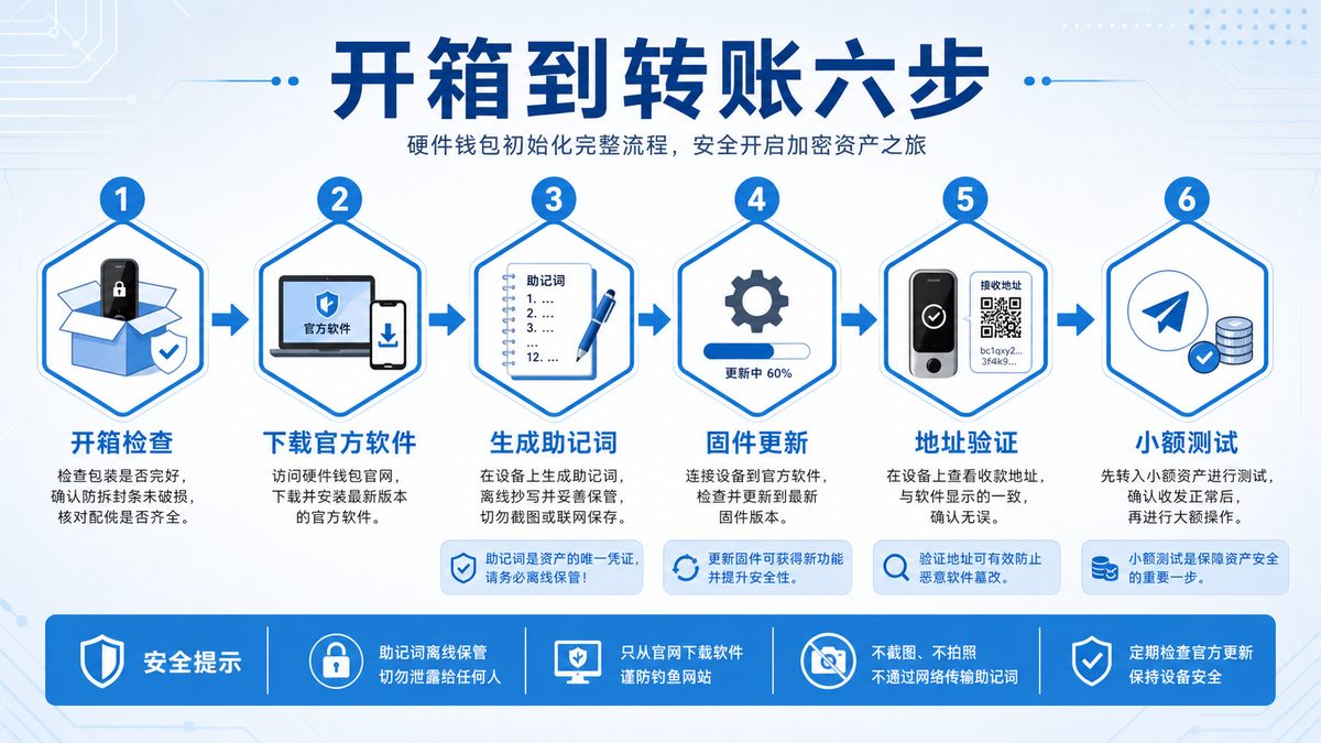 硬件钱包初始设置：开箱到转账核验 图 1