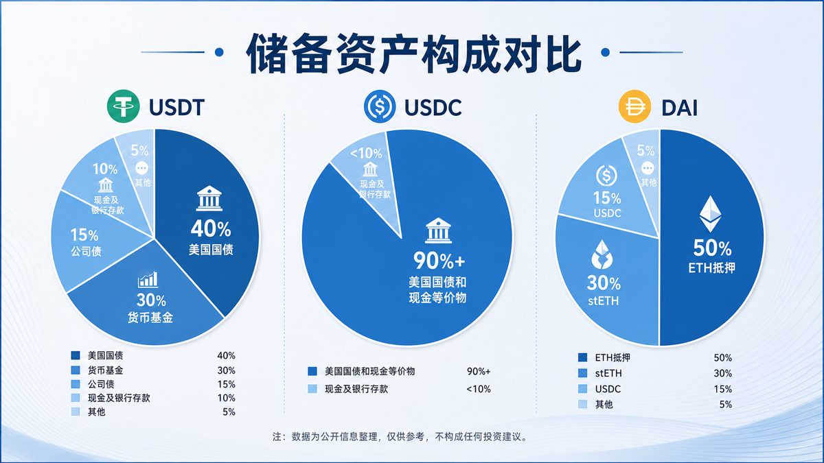 稳定币储备资产差异有多大？USDT、USDC与DAI对比 图 1